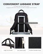 LOVEVOOK Laptop Backpack, Unisex, D-black-beige, 19 x 13.3 x 7.9 in, 1.9 lbs, 30L capacity, 18 pockets, ergonomic shoulder straps, thick EVA foam laptop protection