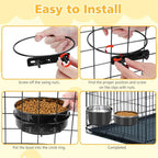 Large Dog Crate Water Bowl No Spill, 2 Pack Stainless Steel Dog Bowls for Food and Water, Pet Kennel Hanging Dogs Food Bowls for Medium/Large Dogs and Cats (7.1"x3.7" & 6.3"*2.6", Black)
