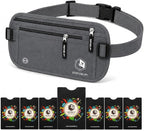 VENTURE 4TH RFID Money Belt for Travel with RFID Blocking Sleeves – Slim Hidden Travel Wallet & Passport Holder for Men & Women, Lightweight Anti-Theft Pouch to Protect Cash, Cards & Documents - Gray