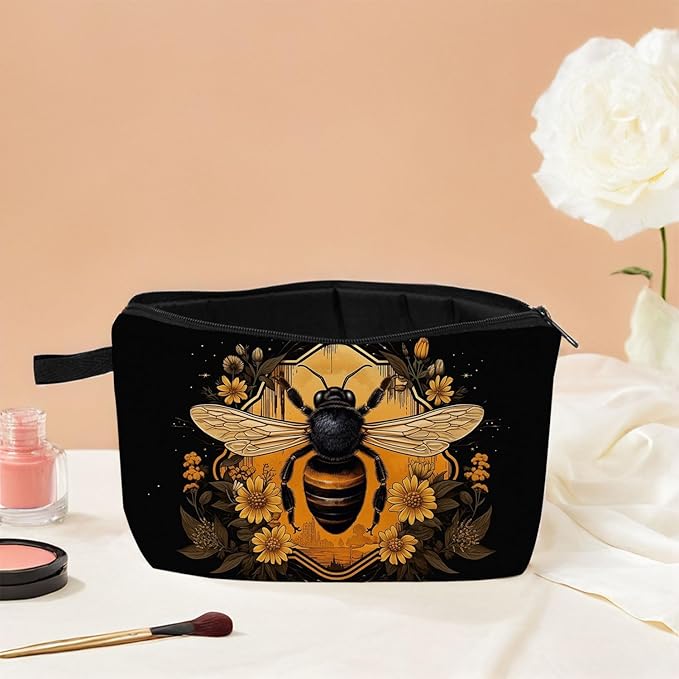 Bee Gifts for Women Small Zipper Pouch Bee Lover Birthday Gift Travel Makeup Bag