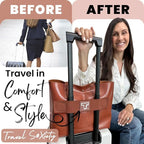 Trolley Strap Carryon Luggage Strap Over Suitcase Handle for Attaching Carryon Bag Travel Accessories TSA Approved Carry-On Add a Bag Belt Sleeve for A Tote Backpack Purse (Dark Brown)