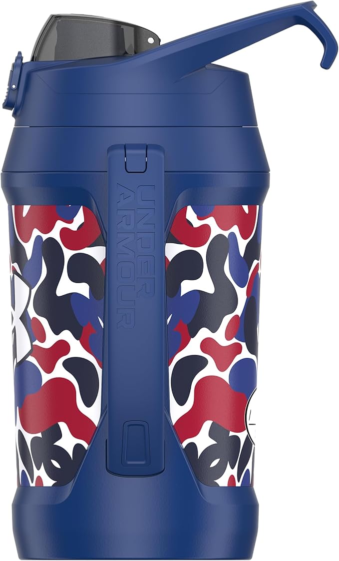 Under Armour Insulated Water Bottle with Handle & Fence Hook, Half Gallon Sports Water Jug, Leak-Resistant & BPA-Free for Baseball, Football & Gym - Royal Hypercamo, 64oz