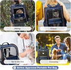 Large Cat Backpack Carrier Expandable Pet Carrier Backpack for Small Dogs Medium Cats Fit Up to 18 Lbs, Dog Backpack Carrier, Foldable Puppy Backpack Carrier for Travel, Hiking,Blue