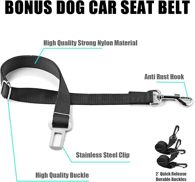 AULDEY Dog Car Seat Cover, Waterproof with Mesh Window and Storage Pocket, Durable Scratchproof Nonslip Dog Car Hammock with Universal Size Fits for Cars/Trucks/SUV