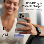 iWALK 4,500mAh Portable Charger for iPhone 15/16/17, Power Bank with Build-in USB C Connector, Battery Pack Phone Charger for iPhone Series, Samsung S22/23/24 Series and Android, Purple