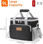 Lifewit Medium Lunch Bag, Insulated Lunch Box, Soft Cooler Cooling Tote for Adult Men Women, Gray and Black 12-Can (9L)