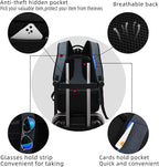 DUSLANG 17 Inch Travel Laptop Backpack Water Resistant College Backpack for Men Laptop Bag with USB Charging Port,Dark Grey