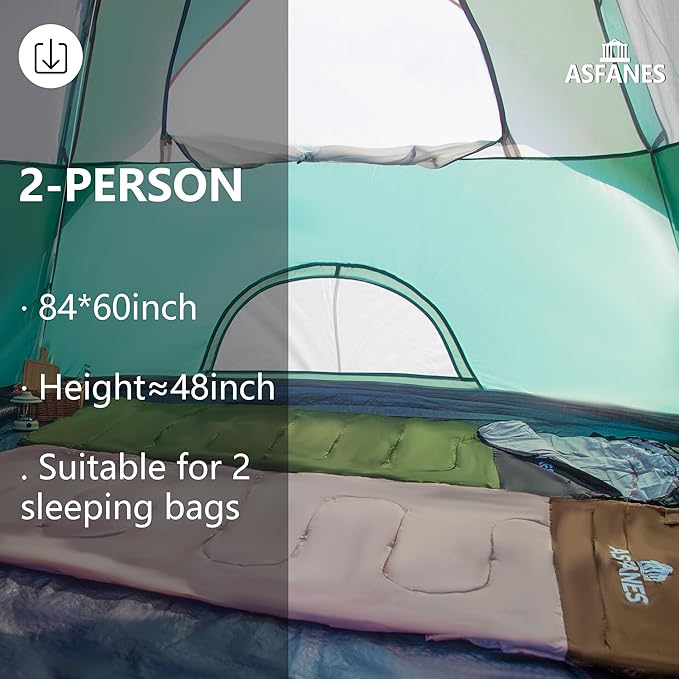 ASFANES Sundome Camping Tent with Rainfly, 2/4/6/10 Person Tent Sets Up in 10 Mins, Weatherproof Shelter for Camping, Festivals, Backyard, Sleepovers, & More