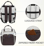 VANKEAN 17 Inch Laptop Backpack for Women Fashion Computer Work Bag, Large Capacity Waterproof Backpack, College Daypack Business Travel, Beige-Coffee