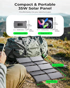 BigBlue Portable 35W Solar Panel Charger with Fast Charging USB-A and PD 25W USB-C for Camping Backpacking, 1.54 lbs, IP68 Waterproof, Folding Solar Phone Charger for iPhone/Android, iPad, Power Bank