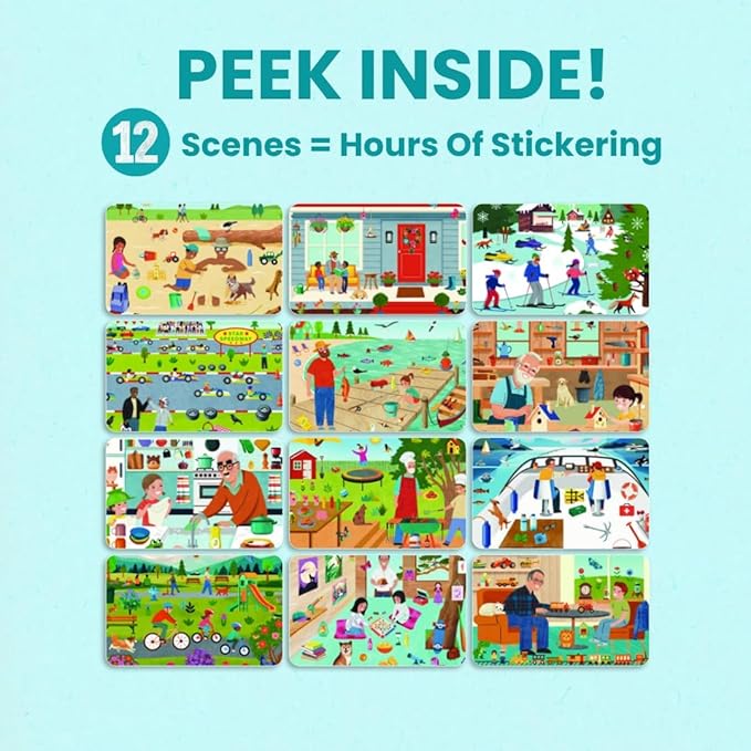 Spending Time with Grandpa 500+ Kids Sticker Book by Cupkin Fun Toddler Travel Activity Coloring and Sticker Book, Road Trip Essentials, 12 Coloring Pages & Scenes for Ages 2–8 Years