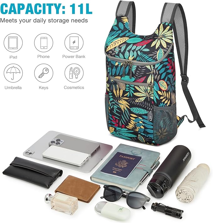 G4Free Lightweight Packable Hiking Backpack for Men Women Small Hiking Daypacks Foldable Shoulder Pack Casual Outdoor Bag 11L