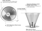 Hanlomele Pour Over Coffee Dripper, Paperless Reusable Coffee Filter, Pour Over Coffee Maker for Single Cup Brew, Double Mesh Design of Stainless Steel Cone Filter for Perfect Extraction (1-2 Cup)