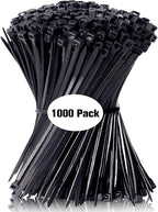 Zip Ties 8 inch, 1000 Pack Black Zip Ties, Self-Locking Nylon Cable Ties with 40 lbs Tensile Strength,Wire Ties for indoor and outdoor use.