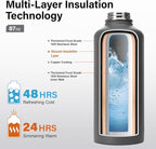 DYSANKY Insulated Water Bottle | Thickened Stainless Steel for Gym and Hiking with Straw, Carrier Bag, Handle Strap | BPA-Free 87 oz