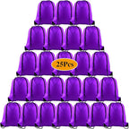 PLULON 25 Pcs Purple Drawstring Backpack Bags Bulk String Backpack Cinch Sack Pull Sport Gym Backpack Bags for Yoga Traveling Outdoor Sports