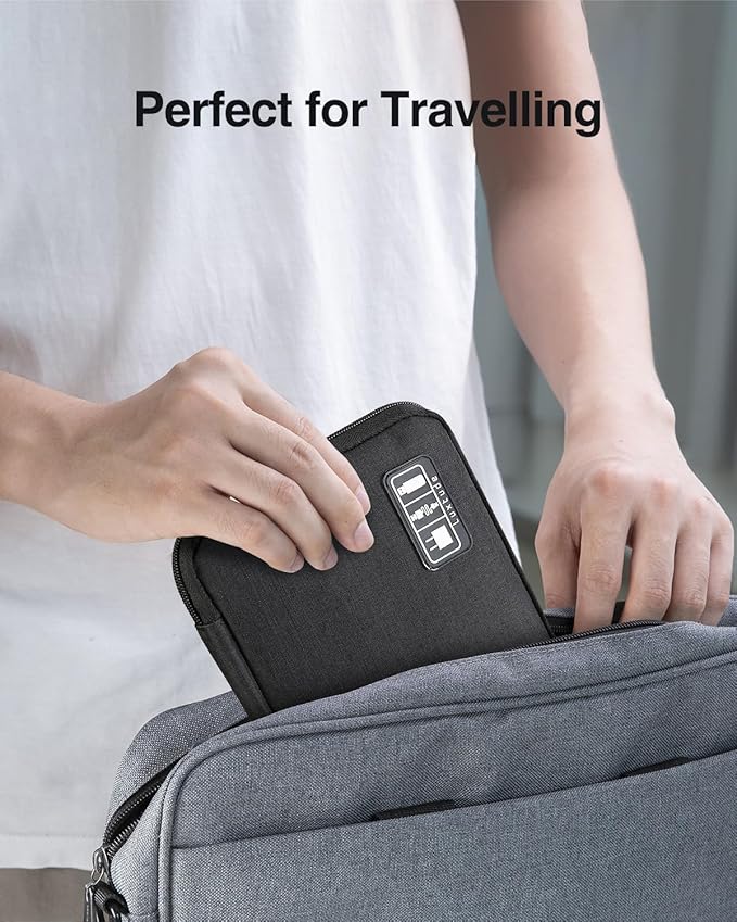 Luxtude Travel Cable Organizer Bag, Flat Cord Organizer Case, Travel Essentials for Wire/Cord/Charger/Cable Storage/Tech Accessories/Tech Gifts