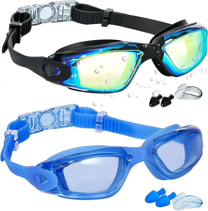 EWPJDK Swim Goggles - 2 Pack Swimming Goggles Anti Fog No Leaking For Adult Women Men