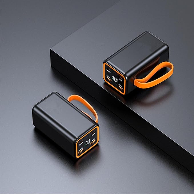 ZEZEFUFU Black Portable DIY Power Bank Case with LCD Display 4 Slots 21700 Battery Charger Shell Box Fast Charging Power Bank