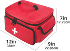 ALSLEA First Aid Bag Empty First Aid Kit Storage Box 12" x 9" x 7" Medical Bag Portable Pill Bottle Organizer Case for Car, Travel, Office, Outdoor, Camping, Hiking, School (Red)