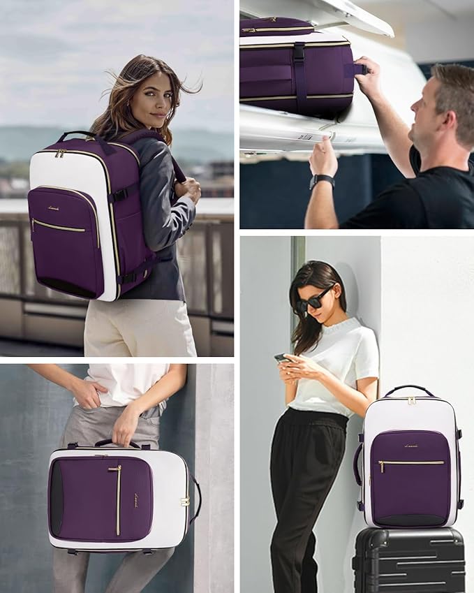LOVEVOOK 40L Travel Backpack for Women & Men, Airline Approved Carry On Luggage with 3 Packing Cubes, TSA Overnight Bags, Waterproof Personal Item Bag, Weekender Essentials Backpacks fits 17" Laptop