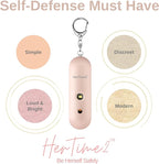 HerTime2 Personal Safety Alarm for Women - Loud Self Defense Siren, Waterproof Keychain with Strobe Light - Battery Powered, Rose Gold