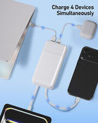 Power-Bank-Portable-Charger 49800mAh Portable Phone Charger Power Bank with 3 Built-in Cable(USB-C, iOS, USB-A), 22.5W Fast Charging LED Display External Battery Pack for iPhone Android Samsung, etc