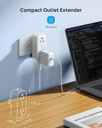TROND 2 Pack 360 Rotating Outlet Extender, 4 AC Plug Adapter with 900 Joules Surge Protection, 3 Way Charging Station, Multi Plug Wall Outlet for Home Office Travel Dorm Essentials, White