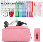 CAAORDKSO Electronic Organizer Case, Travel Cable Organizer Bag Pouch Electronic Accessories Carry Case Waterproof Electronic Accessories Bag for Cable, Cord, Charger, Power Bank, Earphone (Big-Pink)
