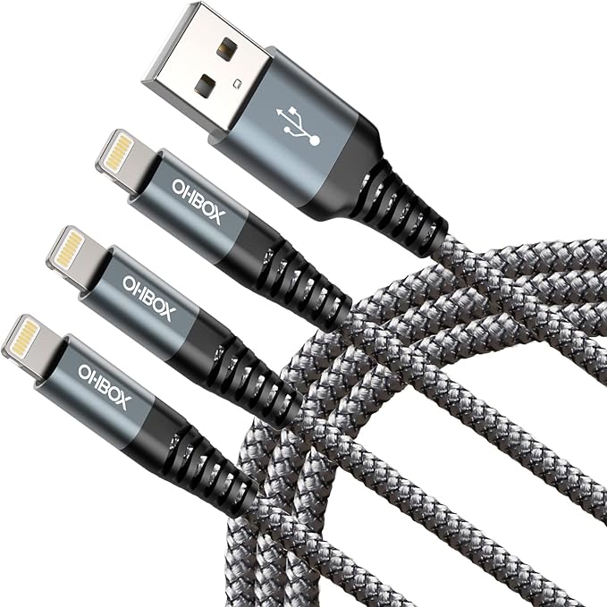 ohbox iPhone Charger 10FT 3Pack Long iPhone Charger Cable MFI Certified USB Lightning Cable Fast Charging Cord Compatible with iPhone 14/13/12/11/Pro/Max/Mini/X/Plus/8/7/6/5S/SE/Plus/iPad