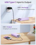 Power Bank Fast Charging 50000mAh - 22.5W Portable Charger USB C Quick Charge with 4 Outputs & 3 Inputs LED Display Huge Capacity External Battery Pack for iPhone, Samsung, iPad etc Purple