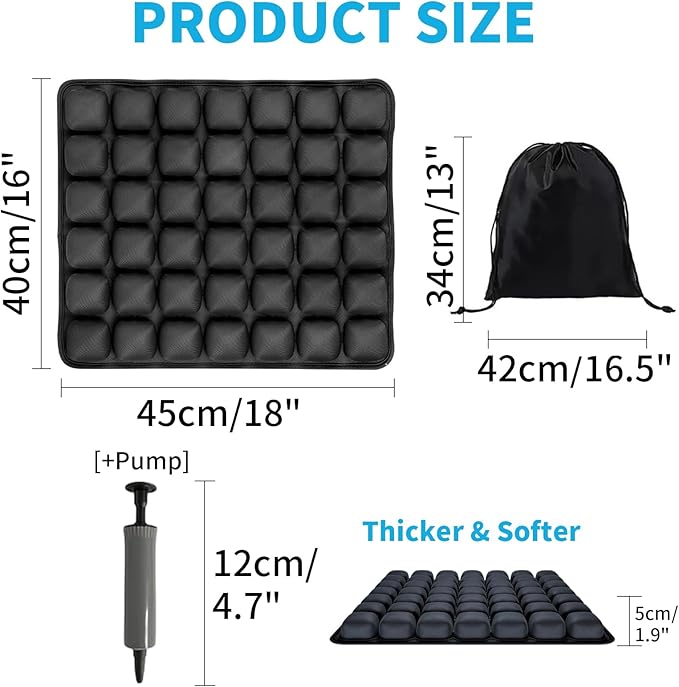 Press Type Inflatable Travel Cushion Airplane Seat Cushion, Built-in Air Pump Portable Airplane Seat Cushion for Long Flights, Car, Office, Wheelchair