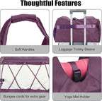 Forestfish Gym Bag For Women With Yoga Mat Holder & Shoe Compartment & Wet Dry Storage Pocket & Adjustable Strap