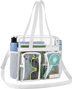 XCU Clear Bag for Stadium Events 12x6x12 Large Clear Tote Bag Transparent Lunch Bag Adjustable Straps for Concert Sports Work