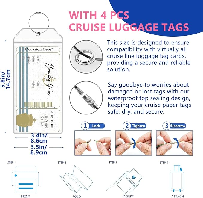 Magnetic Retractable Clothes Line for Cabin - Approved 2025 2026 Cruise Essentials - Drying Rack Travel Clothesline with Clothespins -4 Cruise Luggage Tags- Strong Magnets Hooks (Pink)