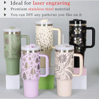 4 Pack 40 Oz Tumbler with Handle Bulk, Double Wall Vacuum Insulated Stainless Steel Tumbler with Lid and Straw, 40 oz cup with Silicone Spill Proof Stopper Set (Rose Quartz)