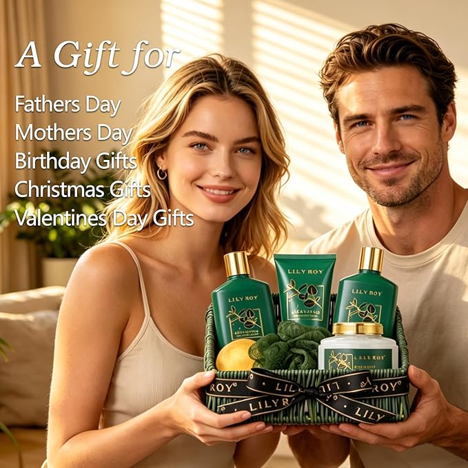 Gifts for Women & Men, Mother's Day Gift Basket for Women - 7 Pcs Bath and Body Gift Basket Set, Spa Gift Basket for Women | Perfect Christmas, Birthday, Fathers Day, Valentines Day Gifts