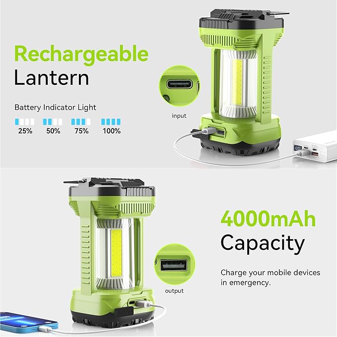 AlpsWolf Camping Lantern Rechargeable, 4000LM LED Lanterns for Power Outages, 4600mAh Super Bright Portabl Lantern & Lights for Emergency, Hurricane, Camping