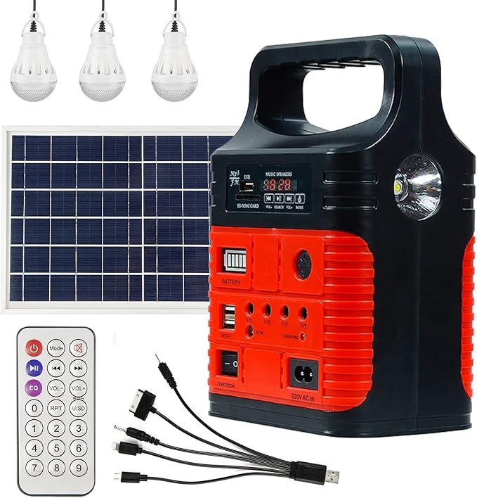 Solar Generator - Portable Power Station for Emergency Power Supply,Portable Generators for Camping,Home Use&Outdoor,Solar Powered Generator With Panel Including 3 Sets LED Light (Red Color)