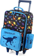 VASCHY Kids Luggage for Boys, Cute Rolling Travel Carry on Suitcase for Toddlers/Children with Wheels 18inch Dinosaur