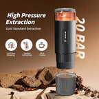 3-in-1 Portable Espresso Maker 20 Bar Self-Heating Stainless Steel Fits Ground Coffee & Nespresso Capsules USB-C Rechargeable for Camping Car Hiking Office