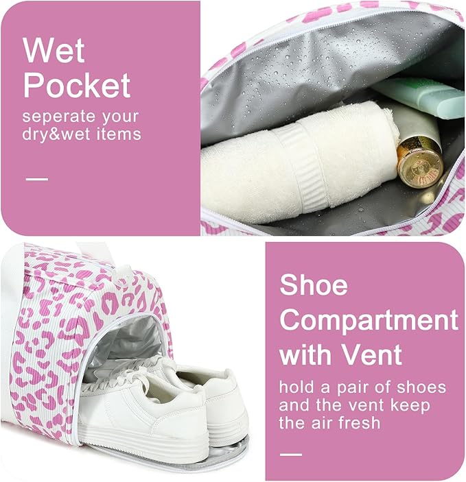 BLUBOON Duffle Bag Girls Kids Cute Gym Bag with Shoes Compartment & Wet Separation Waterproof Sports Overnight Travel Bag
