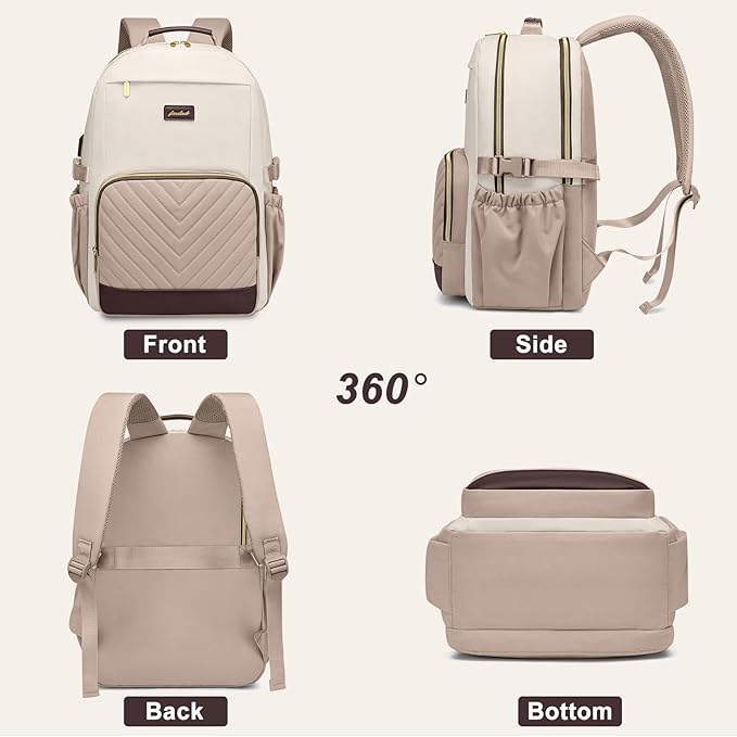 Focdod Laptop Backpack for Women Bookbag: 15.6 inch Work Backpacks with Pouch Pocket for Large Capacity Cup & USB Charger College Book Bag Travel Business Nurse Teacher Bookbags Anti-theft Back Pack
