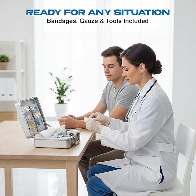 EMT1st First Aid Kit - 272 Piece Wall Mountable Metal Case, Durable First aid Supplies, Workplace, Car, Travel & Camping