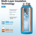 DYSANKY Insulated Water Bottle | Thickened Stainless Steel Vacuum Metal | Portable Sports Water Jug for Gym and Hiking with Straw, Carrier Bag, Handle Strap | BPA-Free 32 oz