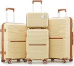 4 Piece Luggage Set, Hardside Expandable Lightweight Suitcase with 360° Mute Spinner Wheels Luggage Sets, TSA Lock, 14/20/24/28 Inch Travel Luggage for Men, Women and Girls (Apricot Cream 2)