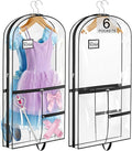 SLEEPING LAMB Dual-sided 6 Pockets Dance Garment Bags for Dancers, 40" Clear Kids Dance Costume Bag for Dance Competition Hanging Garment Bag for Ballet, Outfits, Cheer Uniform, Dress, 2 Packs, Black