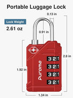 Puroma TSA Approved Luggage Locks, 2 Pack 4 Digit Resettable Travel Combination Code Lock with Zinc Alloy Body for Suitcase, Backpack, Laptop Bag, Gym Locker, Toolbox (Red)