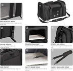 Henkelion Cat Carriers Dog Carrier Pet Carrier for Small / Medium Cats Dogs Puppies (Up To 15lbs), TSA Airline Approved Small Dog Carrier Soft Sided, Collapsible Waterproof Travel Puppy Carrier -Black