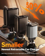 Retractable Car Charger,69W Car Phone Charger USB C Fast Charge,Cigarette Lighter USB Charger Car Accessories for Women,Road Trip Essentials Gift for Men,RV Power Adapter for iPhone 17/16/15/14,Galaxy